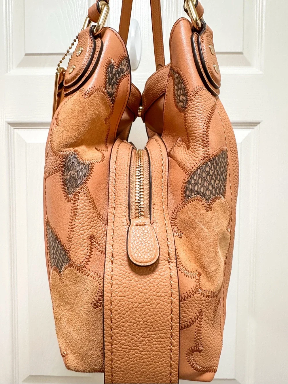 Coach Edie 31 Tea Rose Patchwork Bag Beechwood Leather Suede Like New